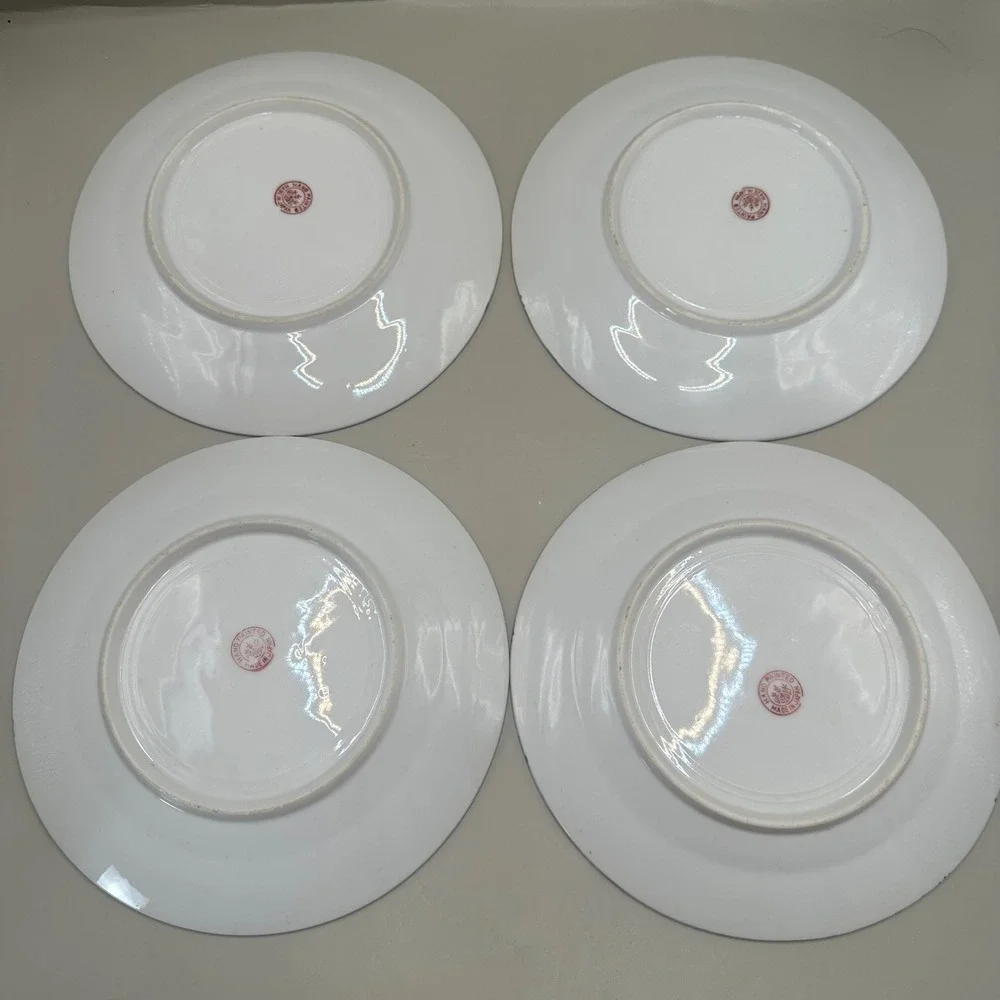 Vintage Japanese Lusterware Plates Set of 4 Salad Cherry Blossom As-Is Read